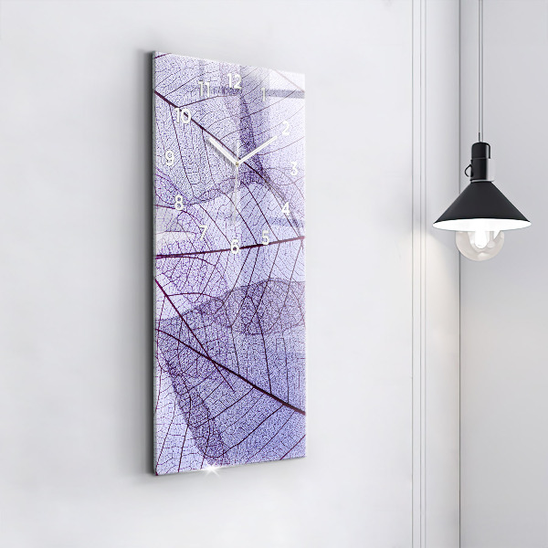 Vertikální skleněné hodiny Listy - příroda