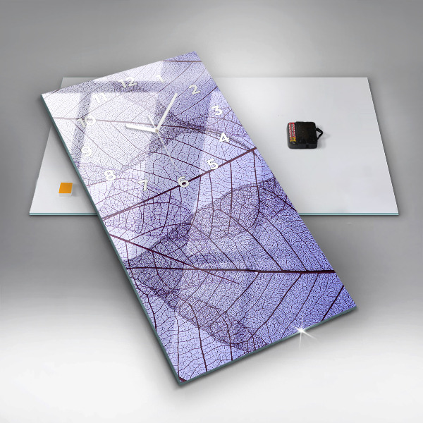 Vertikální skleněné hodiny Listy - příroda