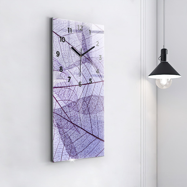 Vertikální skleněné hodiny Listy - příroda