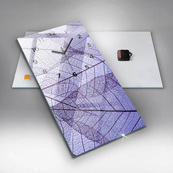 Vertikální skleněné hodiny Listy - příroda