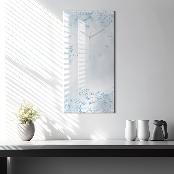 Vertikální skleněné hodiny Skica rostlin