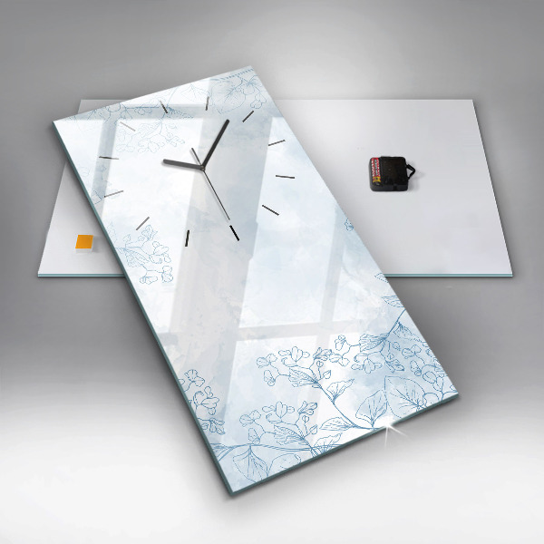 Vertikální skleněné hodiny Skica rostlin