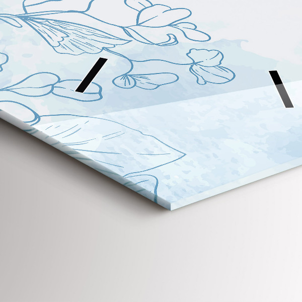 Vertikální skleněné hodiny Skica rostlin