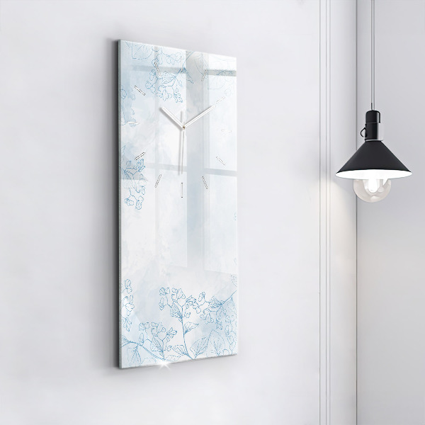 Vertikální skleněné hodiny Skica rostlin