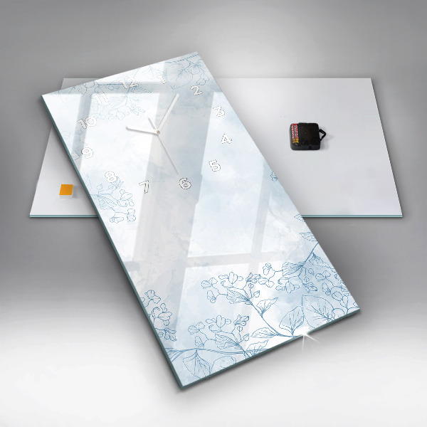 Vertikální skleněné hodiny Skica rostlin