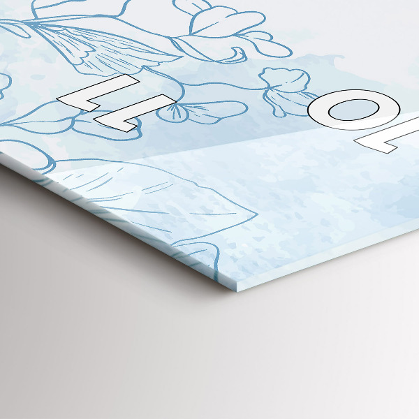 Vertikální skleněné hodiny Skica rostlin