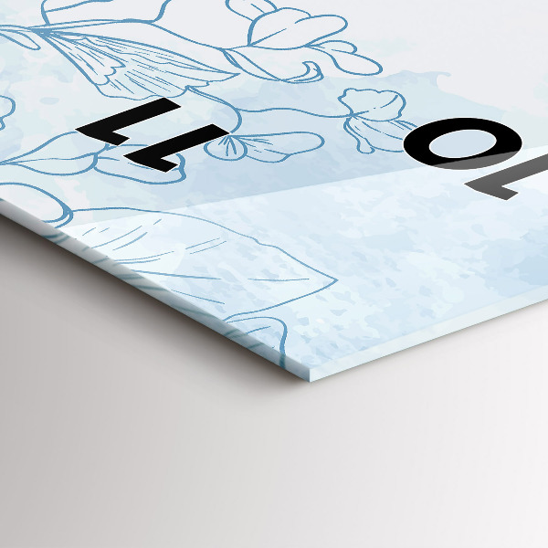 Vertikální skleněné hodiny Skica rostlin