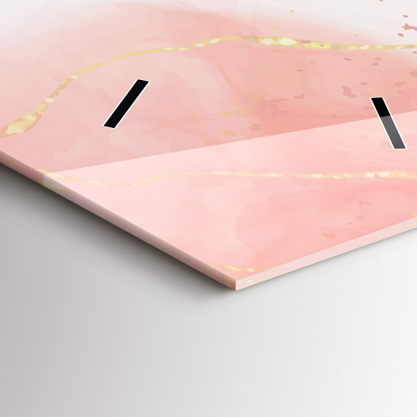 Vertikální skleněné hodiny Růžový mramor