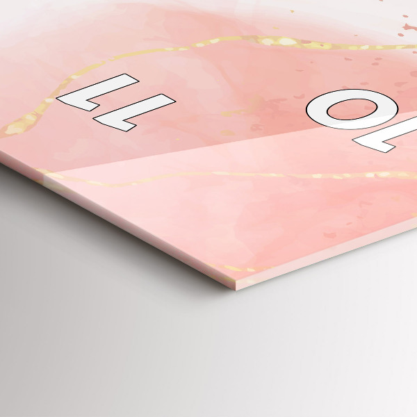 Vertikální skleněné hodiny Růžový mramor