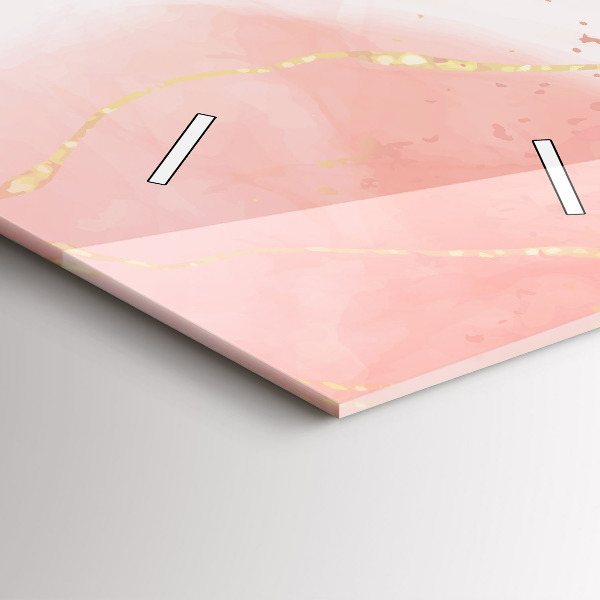 Vertikální skleněné hodiny Růžový mramor