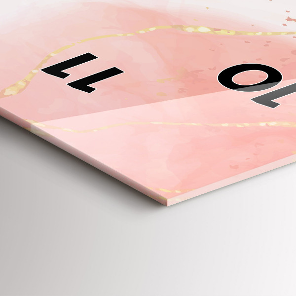 Vertikální skleněné hodiny Růžový mramor