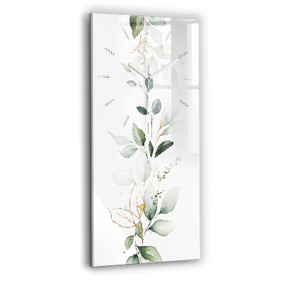 Vertikální skleněné hodiny Abstraktní listy