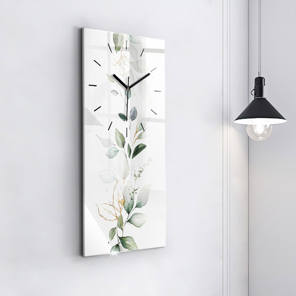 Vertikální skleněné hodiny Abstraktní listy