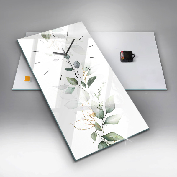 Vertikální skleněné hodiny Abstraktní listy