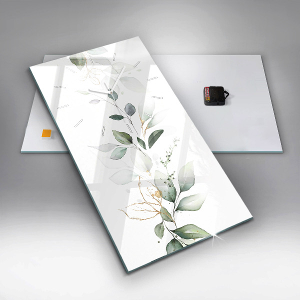 Vertikální skleněné hodiny Abstraktní listy