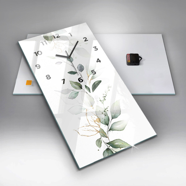 Vertikální skleněné hodiny Abstraktní listy