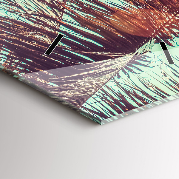 Vertikální skleněné hodiny Tropické palmy