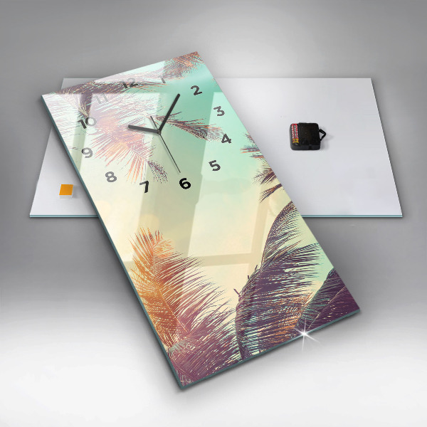 Vertikální skleněné hodiny Tropické palmy