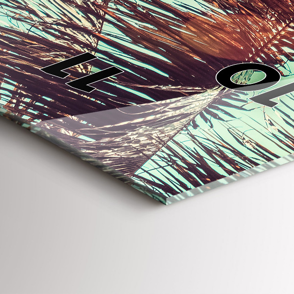 Vertikální skleněné hodiny Tropické palmy