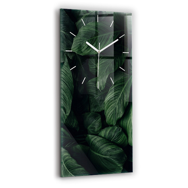 Vertikální skleněné hodiny Tropická monstera