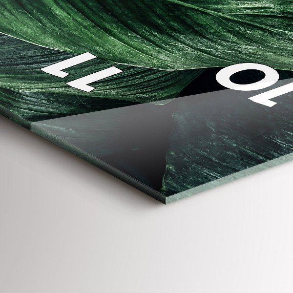 Vertikální skleněné hodiny Tropická monstera