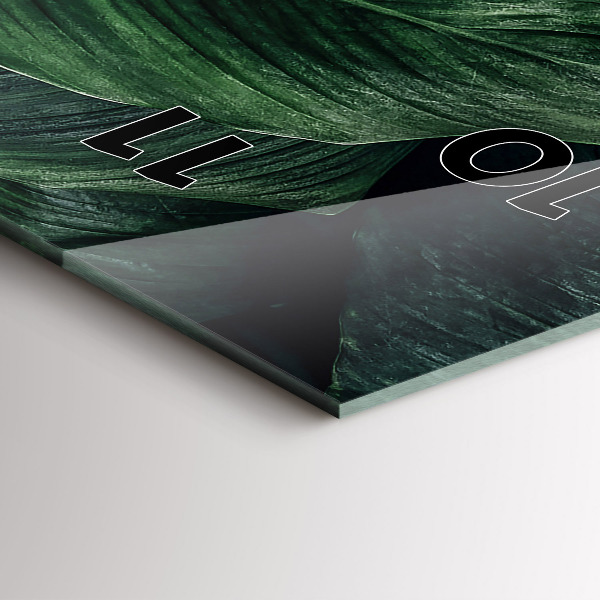 Vertikální skleněné hodiny Tropická monstera