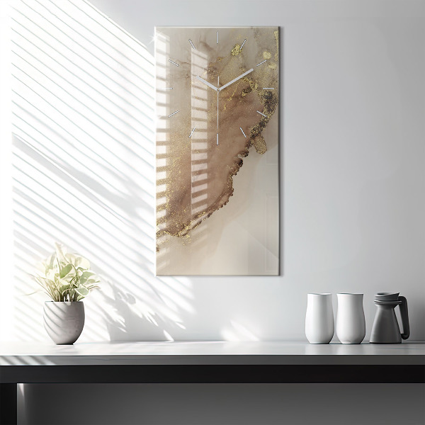 Vertikální skleněné hodiny Béžové moderní umění