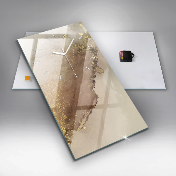 Vertikální skleněné hodiny Béžové moderní umění