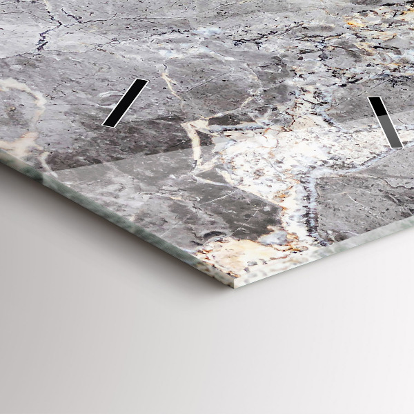 Vertikální skleněné hodiny Šedý žulový mramor