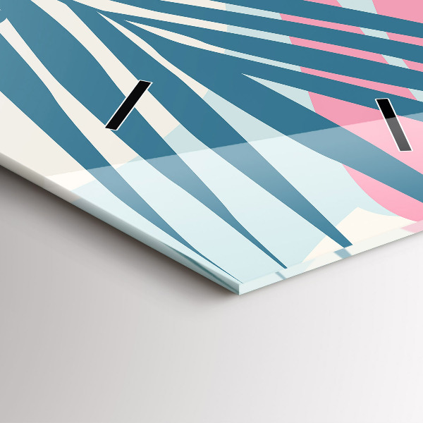 Vertikální skleněné hodiny Pastelové listy - tropy