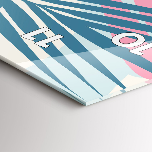 Vertikální skleněné hodiny Pastelové listy - tropy