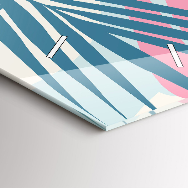 Vertikální skleněné hodiny Pastelové listy - tropy