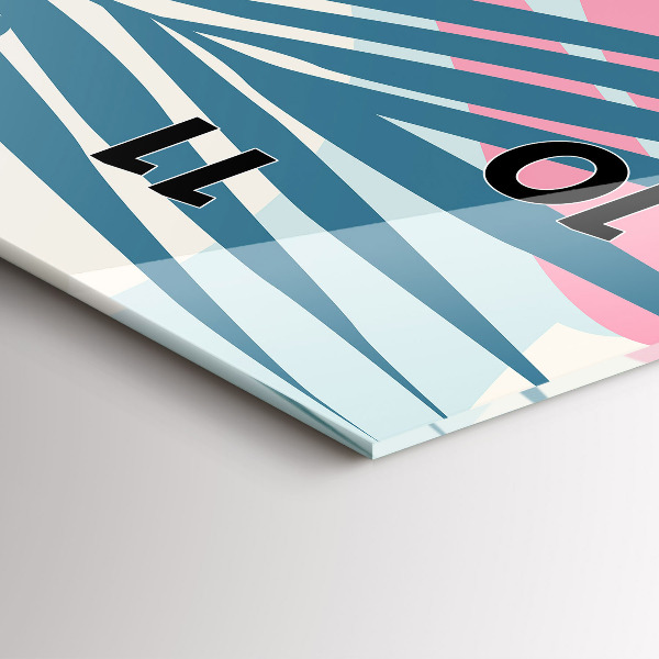 Vertikální skleněné hodiny Pastelové listy - tropy