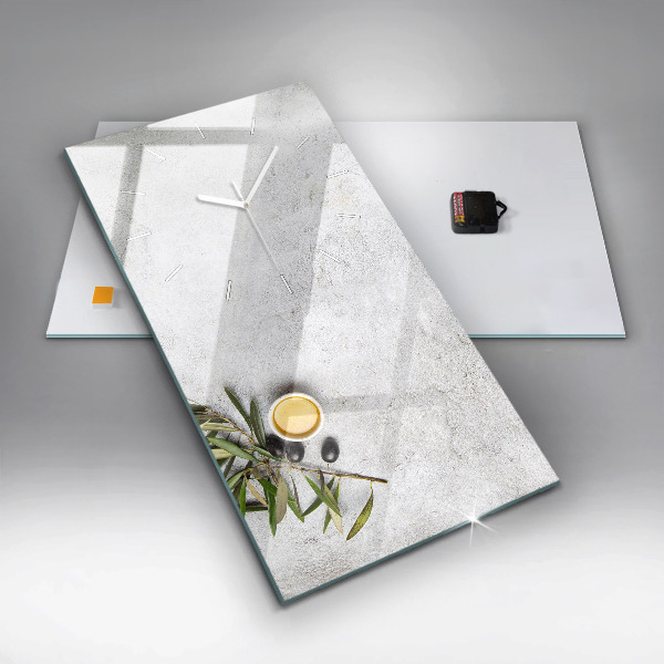 Vertikální skleněné hodiny Minimalistické olivy