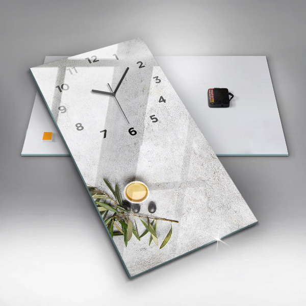 Vertikální skleněné hodiny Minimalistické olivy