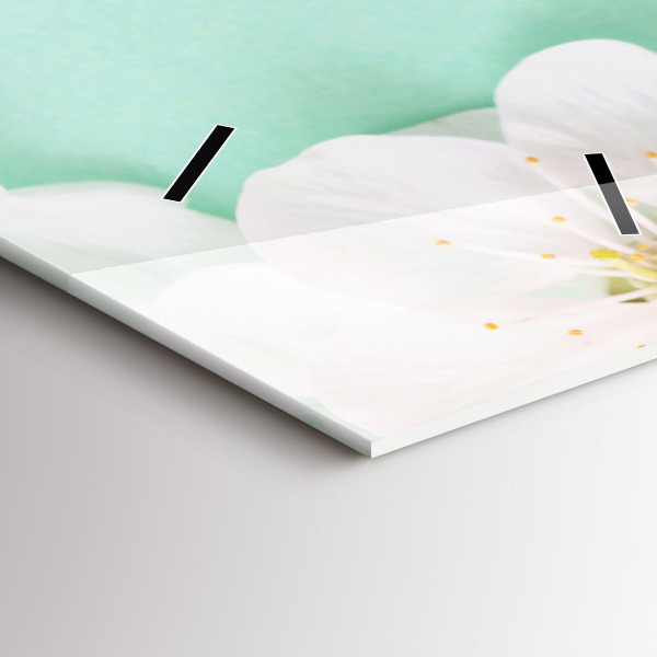 Vertikální skleněné hodiny Květy jabloní