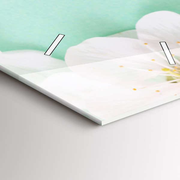 Vertikální skleněné hodiny Květy jabloní