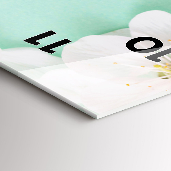 Vertikální skleněné hodiny Květy jabloní