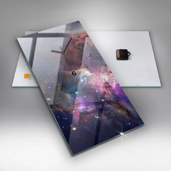 Vertikální skleněné hodiny Galaxie a hvězdy