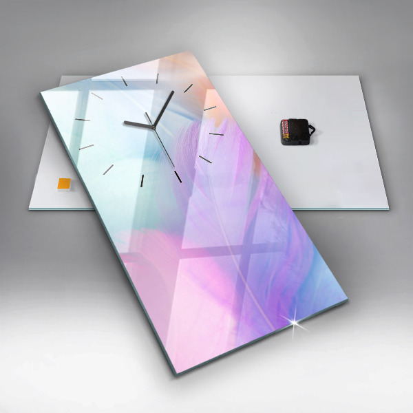 Vertikální skleněné hodiny Barevné peří