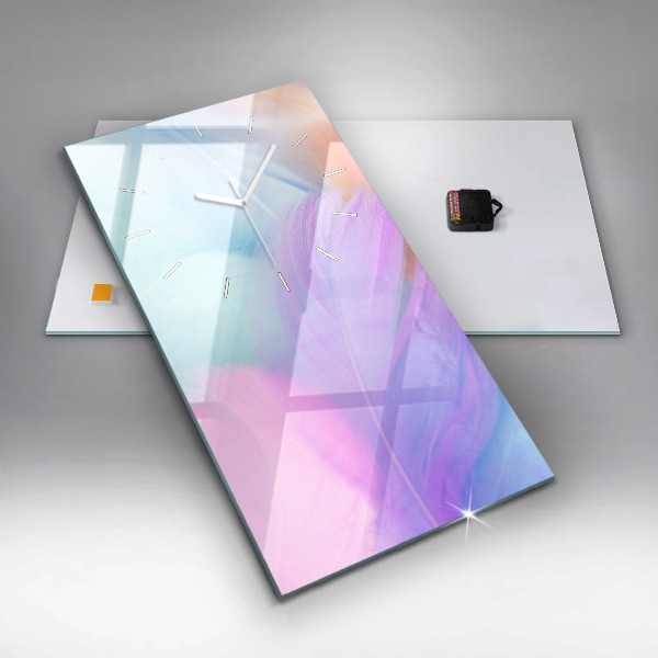 Vertikální skleněné hodiny Barevné peří