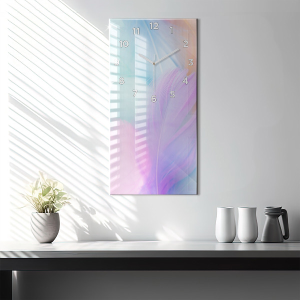 Vertikální skleněné hodiny Barevné peří