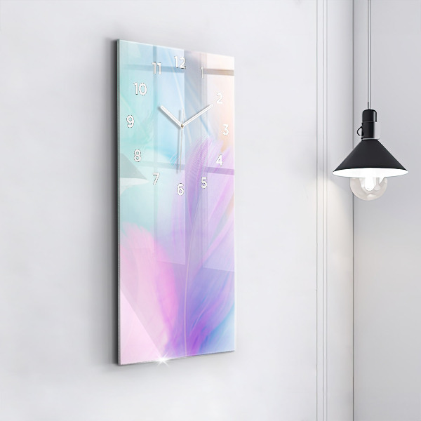 Vertikální skleněné hodiny Barevné peří