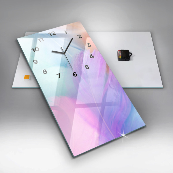 Vertikální skleněné hodiny Barevné peří