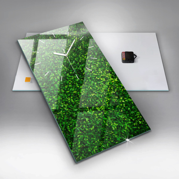 Vertikální skleněné hodiny Listy živého plotu