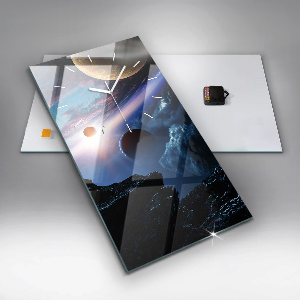 Vertikální skleněné hodiny Velká galaxie