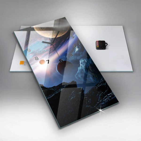 Vertikální skleněné hodiny Velká galaxie