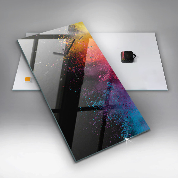 Vertikální skleněné hodiny Exploze barev