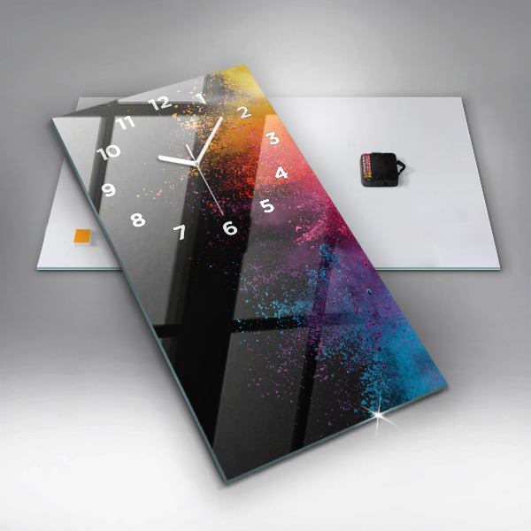 Vertikální skleněné hodiny Exploze barev