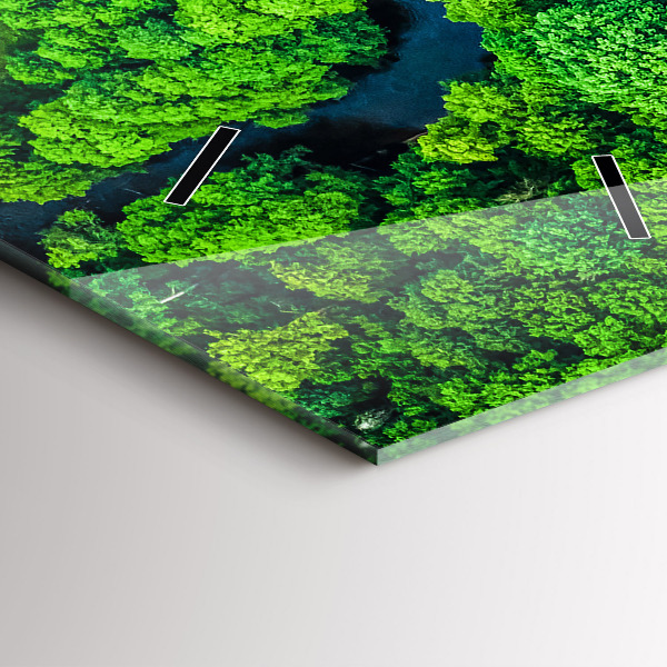 Vertikální skleněné hodiny Řeka v lese